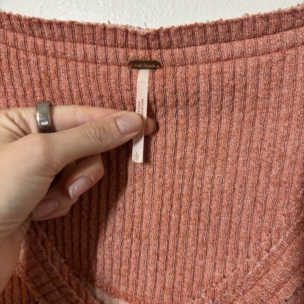 Free People Oversized V-Neck Ribbed Pullover - Dusty Rose - Picture 2 of 6